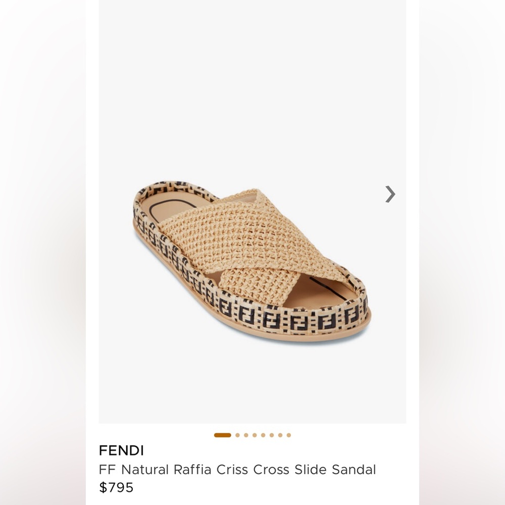 Fendi Criss Cross Raffia Sandals Size 38.5